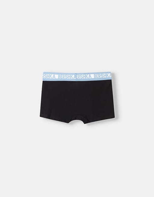 Bershka 3 Pack Of Boxers With Wide Printed Waistband In Black