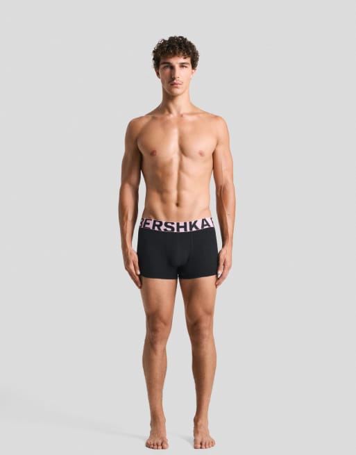 Bershka 3-pack Of Boxers With Wide Waistband In Pink
