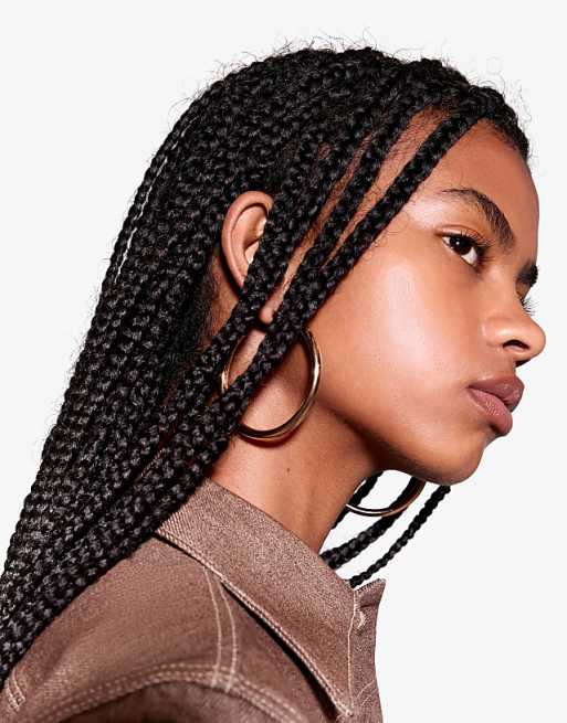 Bershka 3-pack of hoop earrings in gold