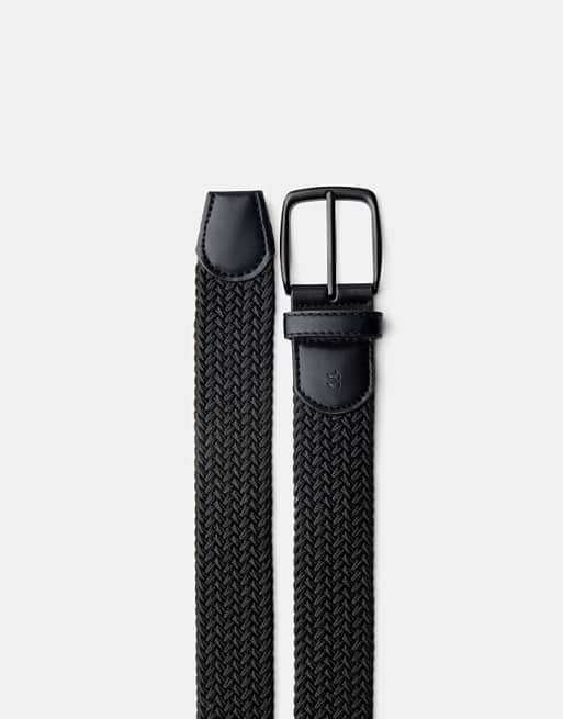 Bershka braided belt in black