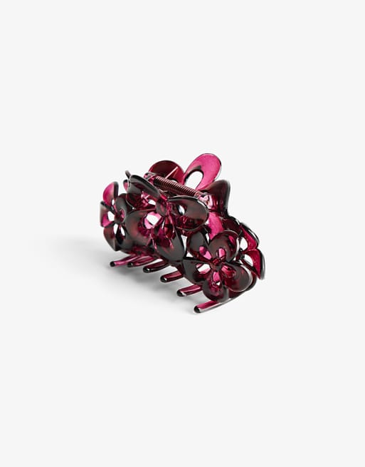Bershka Floral hair clip in burgundy