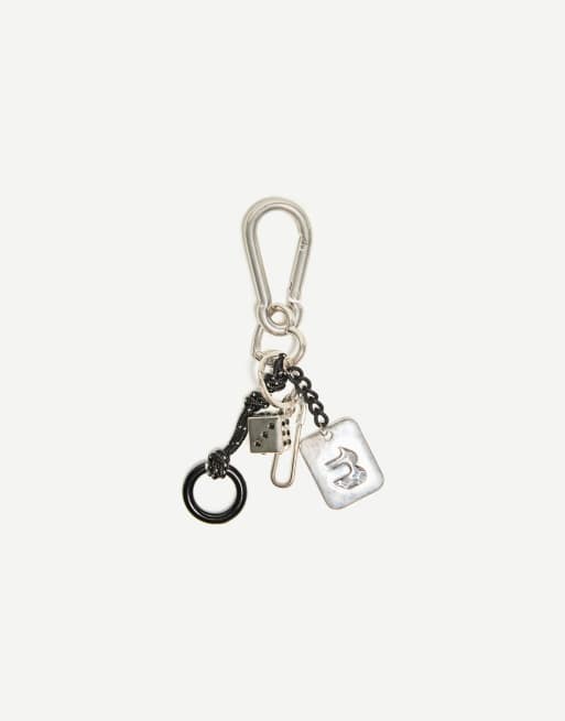 Bershka Lobster Clasp Keyring In Silver