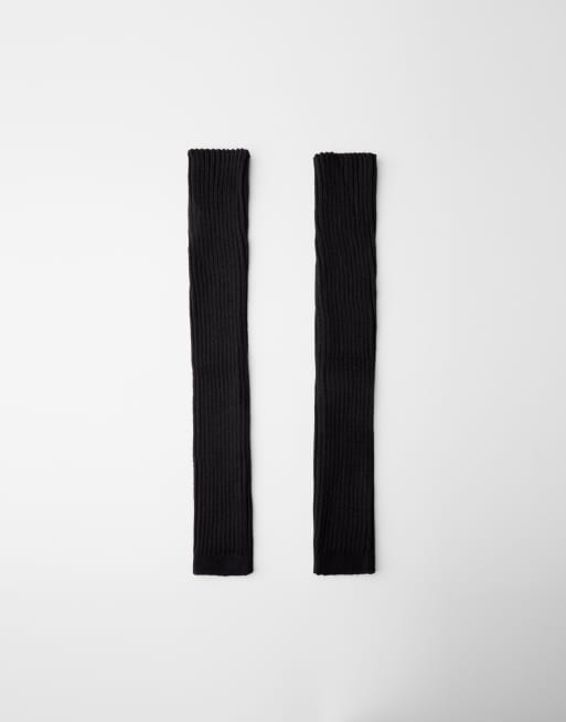 Bershka Ribbed Leg Warmers In Black