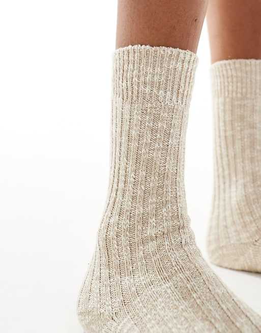 Birkenstock Unisex Slub Cotton Socks In Beige