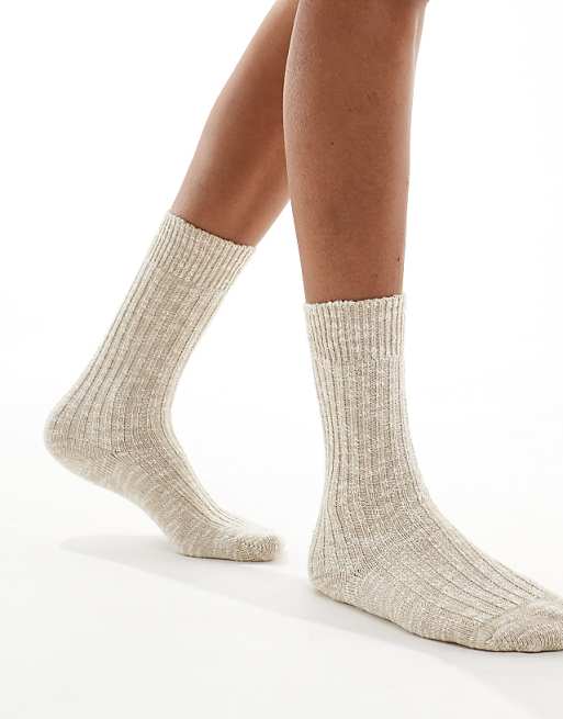 Birkenstock Unisex slub cotton socks in beige
