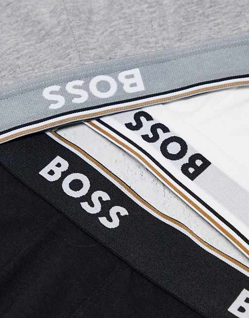 BOSS Bodywear 3 Pack Of Trunks In White/grey/black