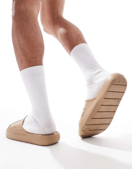 BOSS Dario Embossed Logo Moulded Sliders In Tan
