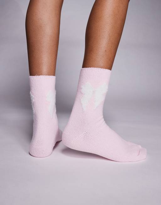 Boux Avenue Cosy Bow Socks In Pink