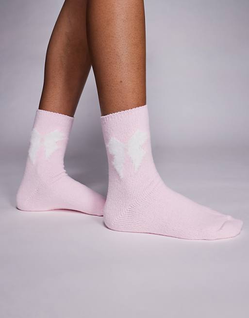 Boux Avenue cosy bow socks in pink