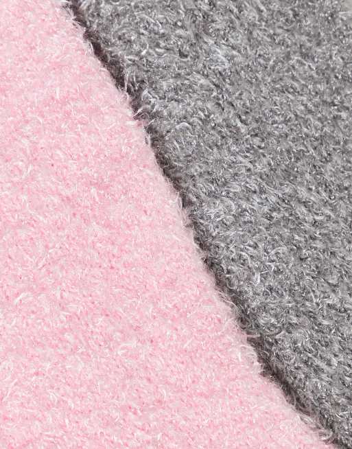 Brave Soul 2 Pack Fluffy Socks In Pink And Grey