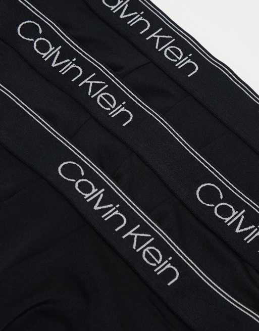 Calvin Klein 3-pack Micro Stretch Boxer Brief With Contrast Logo Waistbands In Black