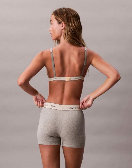 Calvin Klein Heritage Cotton Girl Boxer In Grey Heather