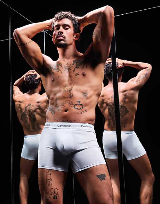 Calvin Klein Icon Cotton Stretch 3 Pack Boxer Briefs In Triple White