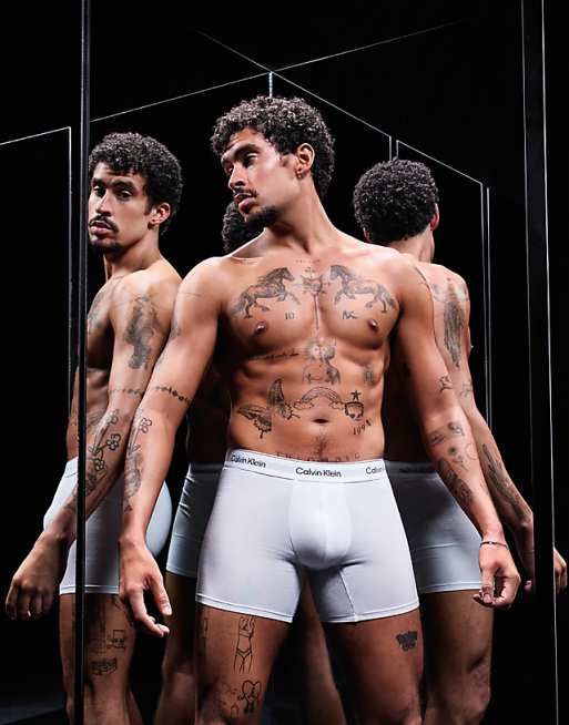 Calvin Klein Icon Cotton Stretch 3 Pack Boxer Briefs In Triple White