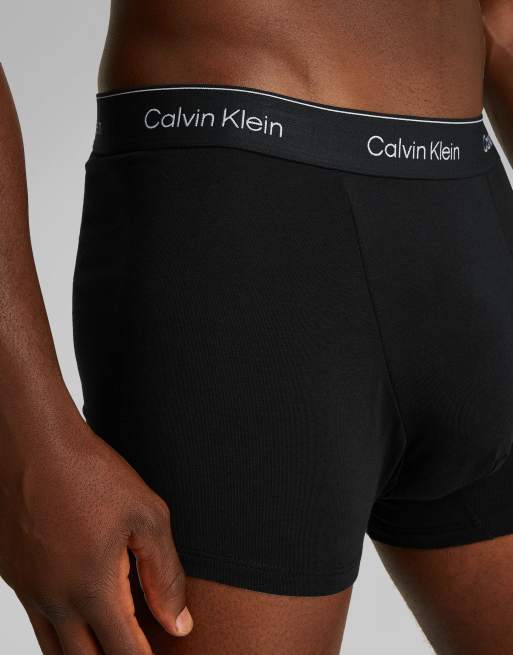Calvin Klein Icon Cotton Stretch 3 Pack Darted Trunk In Triple Black
