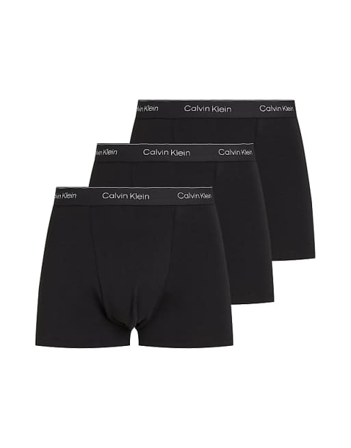Calvin Klein Icon Cotton Stretch 3 pack darted trunk in triple black