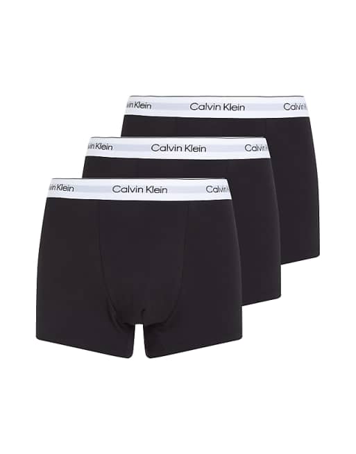 Calvin Klein Icon Cotton Stretch 3 pack darted trunk in black