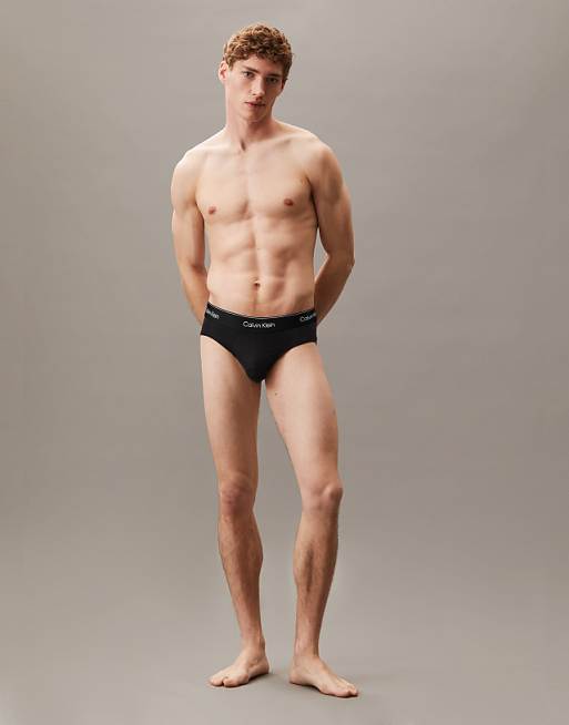 Calvin Klein Icon Cotton Stretch 3 Pack Hip Briefs In Triple Black