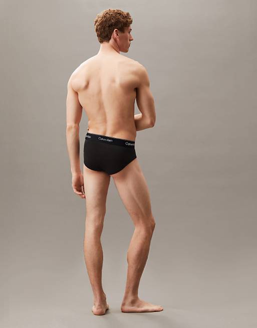 Calvin Klein Icon Cotton Stretch 3 Pack Hip Briefs In Triple Black