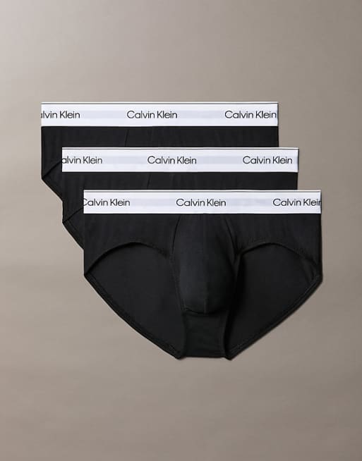Calvin Klein Icon Cotton Stretch 3 pack hip briefs in black