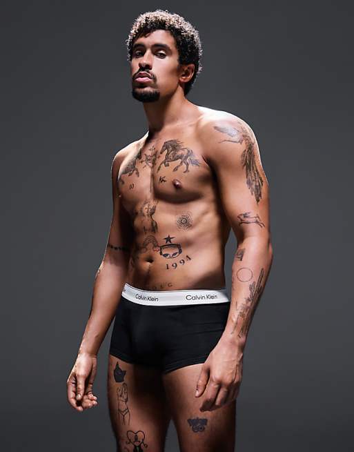 Calvin Klein Icon Cotton Stretch 3 Pack Low Rise Trunk In Black