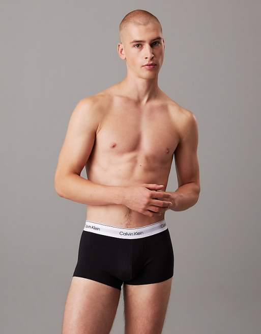 Calvin Klein Icon Cotton Stretch 3 Pack Low Rise Trunk In Black