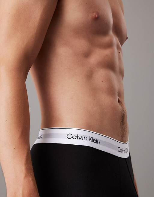 Calvin Klein Icon Cotton Stretch 3 Pack Low Rise Trunk In Black