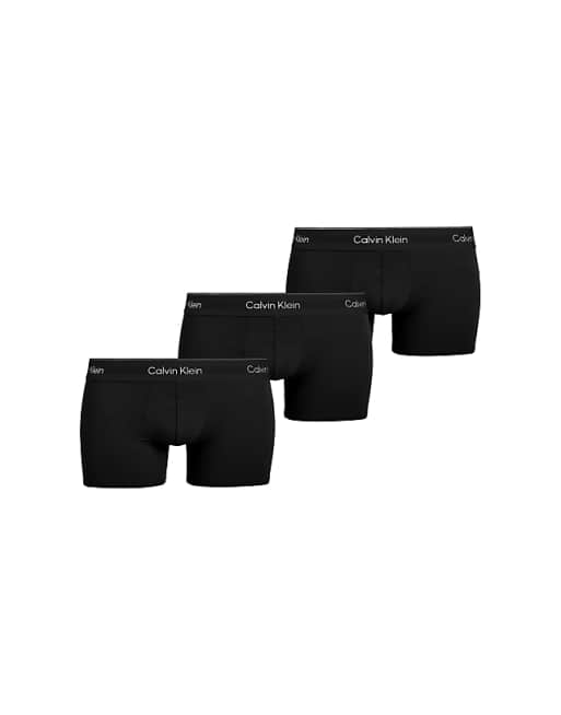 Calvin Klein Icon Cotton Stretch 3 pack low rise trunk in triple black