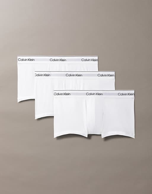 Calvin Klein Icon Cotton Stretch 3 pack low rise trunk in white