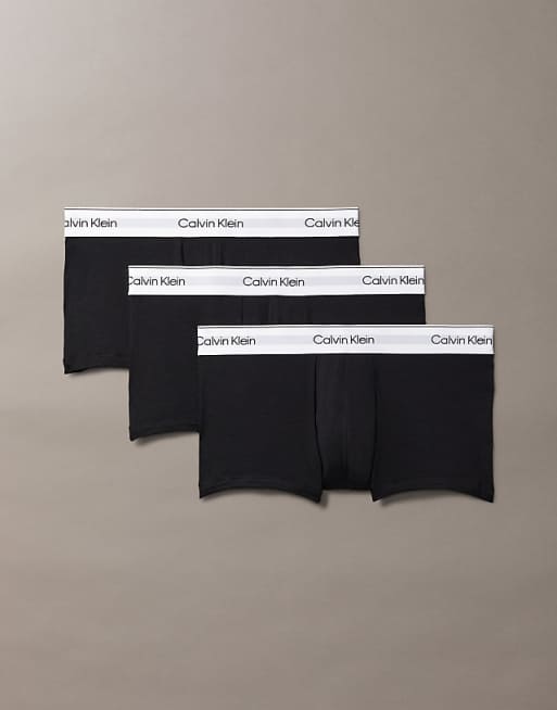 Calvin Klein Icon Cotton Stretch 3 pack low rise trunk in black