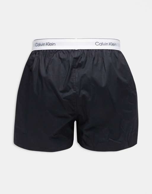 Calvin Klein Icon Cotton Stretch 3 Pack Relaxed Boxers In Black With White Waistbands