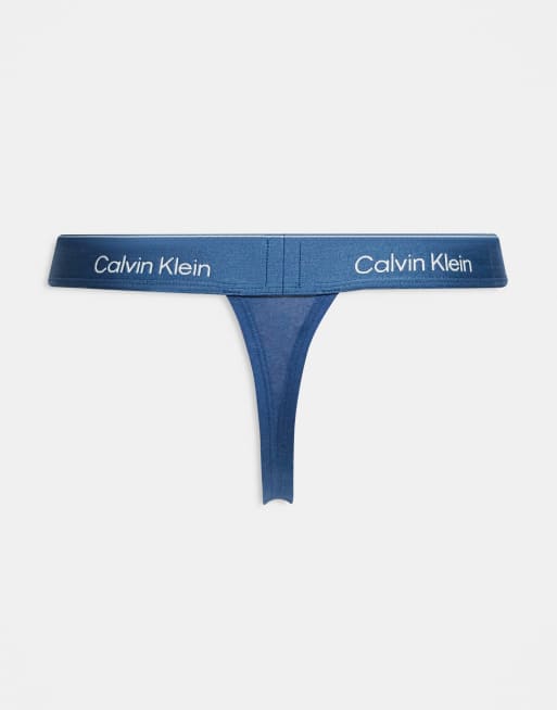 Calvin Klein Icon Cotton Stretch 3 Pack Thongs In Blue/coral/white