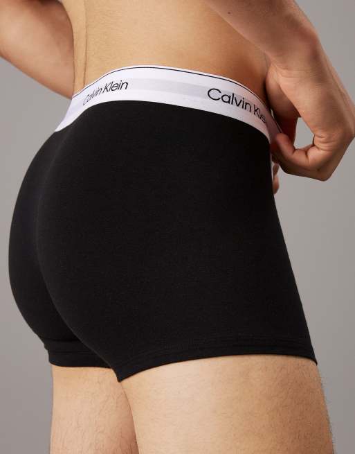 Calvin Klein Icon Cotton Stretch 3 Pack Trunk In Black White Grey