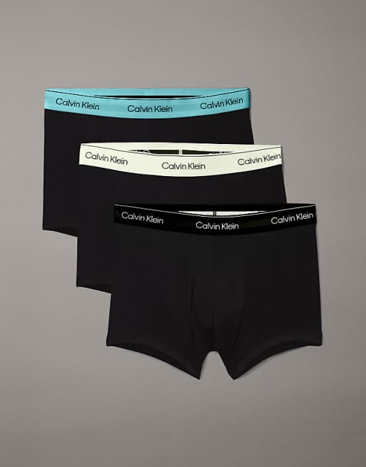 Calvin Klein Icon Cotton Stretch 3 pack trunks in black with black waistband