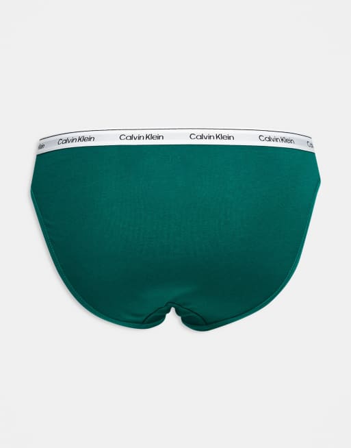 Calvin Klein Icon Logo 3 Pack Bikini Briefs In Black/grey/green