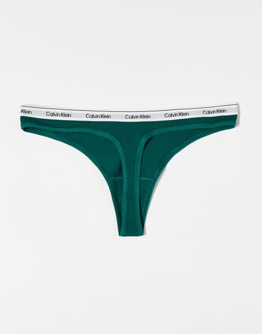 Calvin Klein Icon Logo 3 Pack Thongs In Black/grey/green