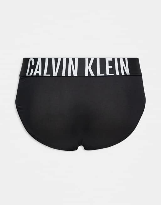 Calvin Klein Intense Power 3 Pack Microfibre Hip Briefs In Black