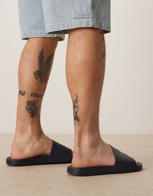 Calvin Klein Logo Sliders In Navy