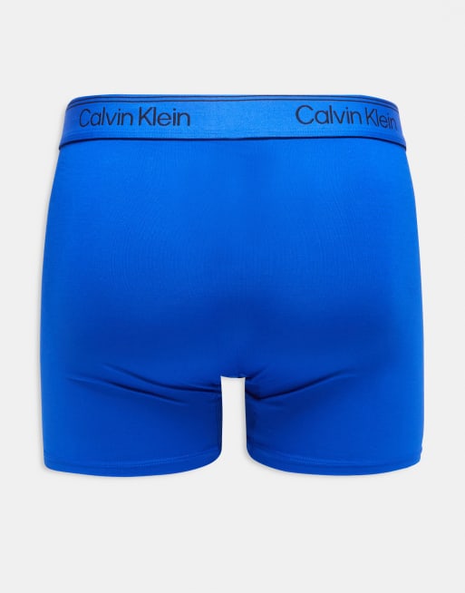Calvin Klein Micro Stretch 3 Pack Boxer Briefs In Grey/cobalt/light Blue