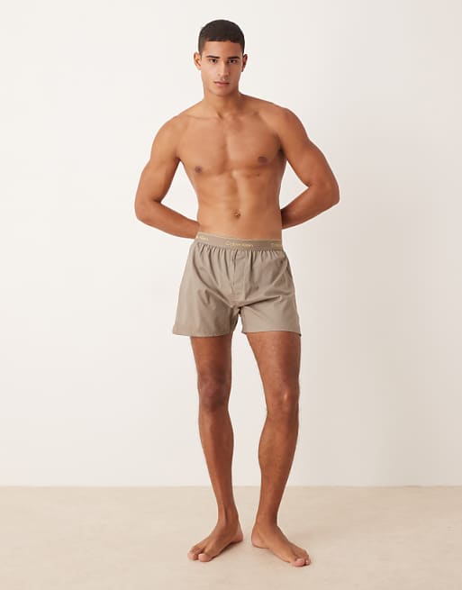 Calvin Klein Woven Boxer Pyjama Shorts In Dark Grey