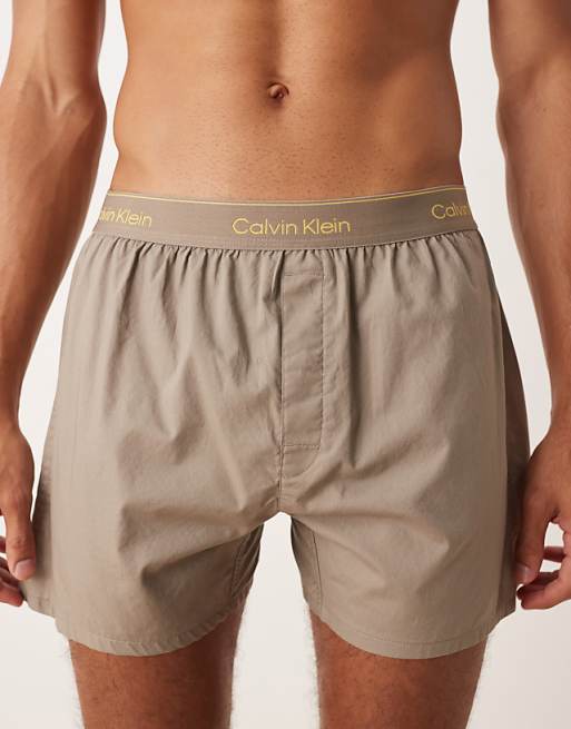 Calvin Klein Woven Boxer Pyjama Shorts In Dark Grey