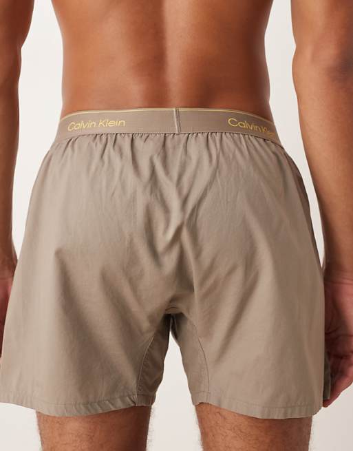 Calvin Klein Woven Boxer Pyjama Shorts In Dark Grey