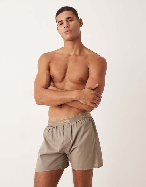 Calvin Klein woven boxer pyjama shorts in dark grey