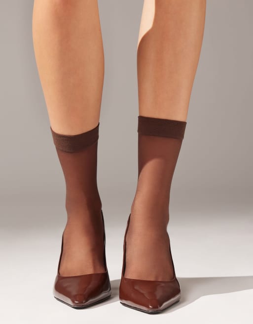Calzedonia 20 Denier Sheer Socks In Mocha
