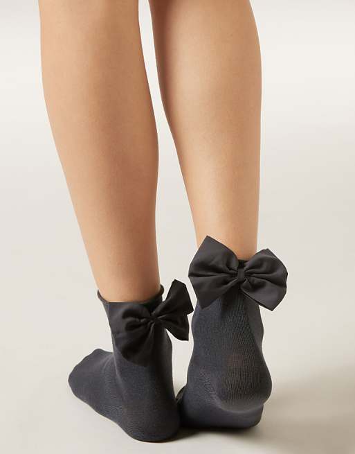 Calzedonia Bow socks in charcoal grey