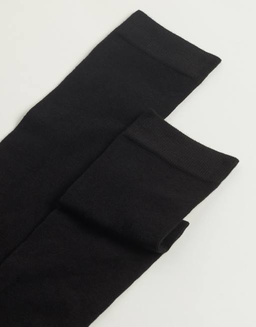 Calzedonia Long Satin Cotton Socks In Black