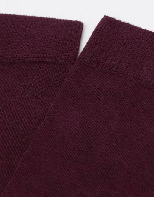 Calzedonia Long Satin Cotton Socks In Bordeaux