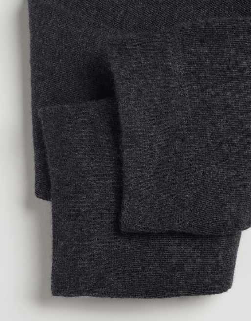 Calzedonia Long Satin Cotton Socks In Charcoal Grey Blend
