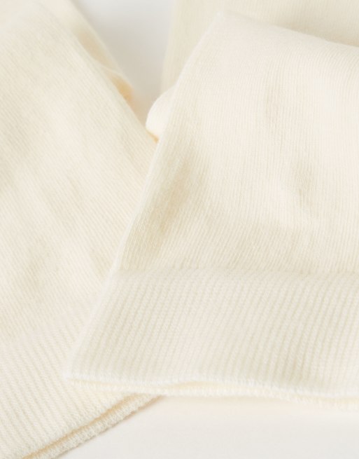 Calzedonia Long Satin Cotton Socks In Milk