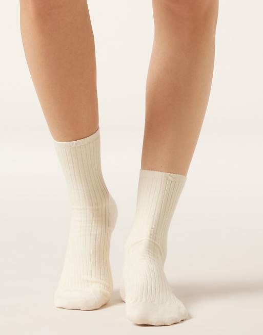 Calzedonia Ribbed short socks in milk